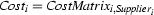 {\it Cost}_i = {\it
CostMatrix}_{i,{\it Supplier}_i}