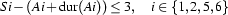 Si - (Ai+\Dur{Ai}) \leq 3,  \quad i \in \{1,2,5,6\}