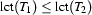 \Lct{T_1} \leq \Lct{T_2}